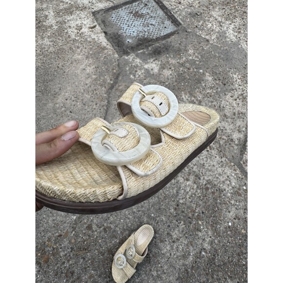 Schutz Coraline Woven Straw Sandal Buckled Straps Size 5 - Picture 6 of 7